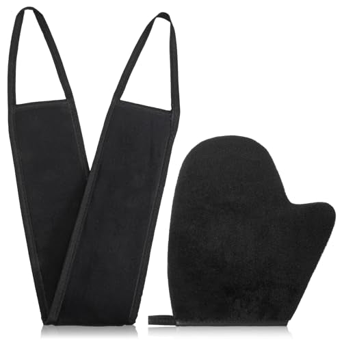 Self Tanning Mitts, Back Self Tanner Applicator Double Sided Reusable Sunless Tanning Mittens 4 in 1 Tanner Gloves with Thumb for Tan Lotion