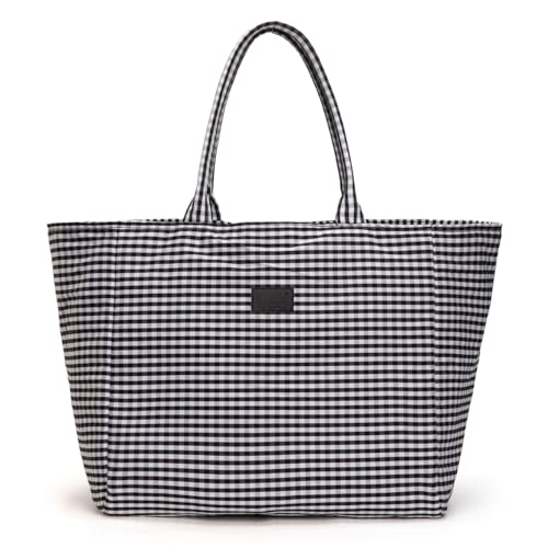 Montana West Gingham Tote Bag for Women - Large Canvas Shoulder Bag