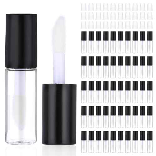 100 Pcs Mini Lip Gloss Tubes, Refillable Lip Balm Bottle Transparent Empty Containers Travel Personal Cosmetic Inserts Cosmetic Tools Mini Lipstick Containers for Women DIY Makeup