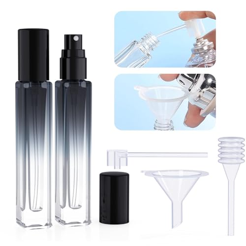 Seafulee Gradient Black Cap 10ML Refillable Perfume Atomizer Set - 5 Pack