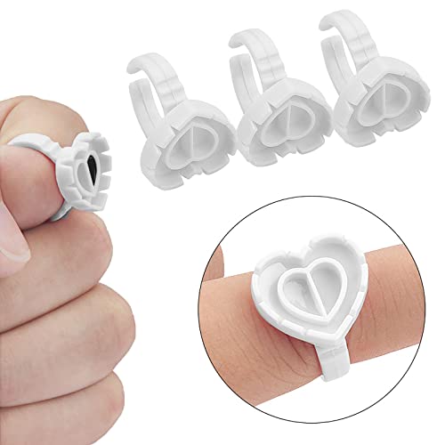 Blossom 300 PCS Heart Glue Cups for Lash Extension Supplies, Fan Fanning Eyelash Glue Holder, White