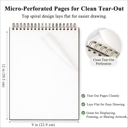 Fuxi 9x12 Sketchbook - Top Spiral Bound, 100 Sheets Acid-Free Paper