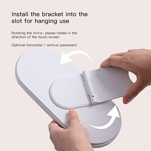Portable LED Makeup Mirror with Storage Box, Touch Control Dimmable Light, Rotatable Stand & Rechargeable Cosmetic Organizer for Travel