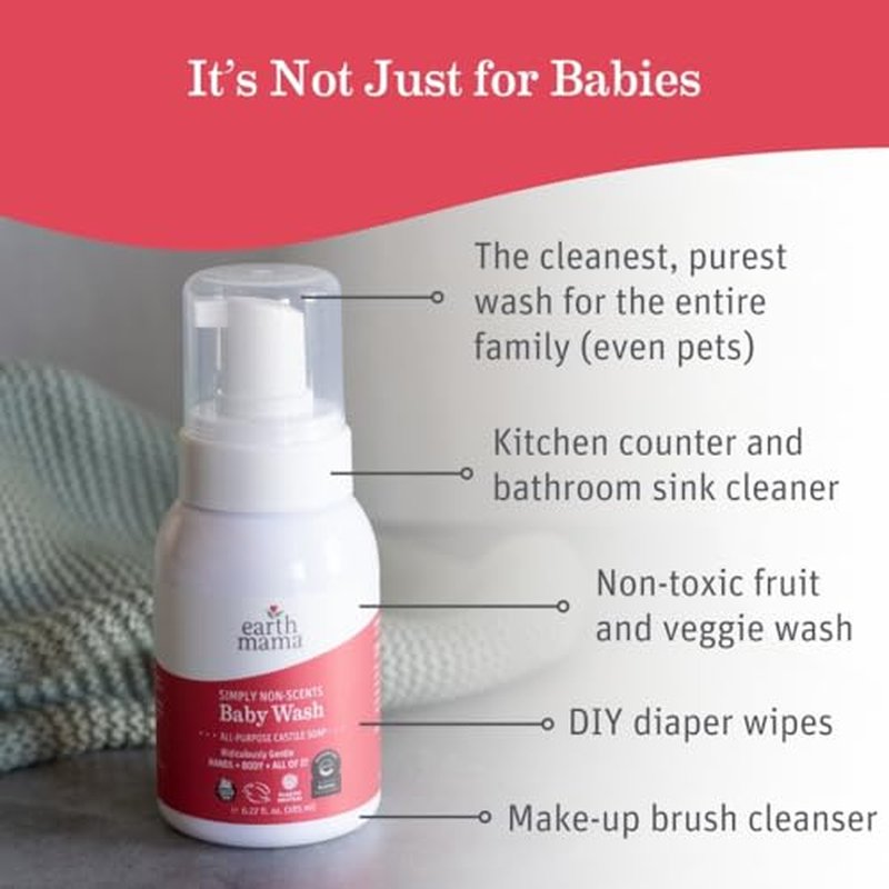 Earth Mama Simply Non-Scents Baby Wash - Fragrance Free Castile Soap