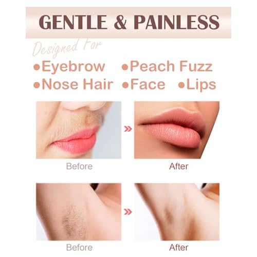 Facial Hair Remover and Eyebrow Trimmer - 2 in 1 Facial Hair Removal Epilators for Women - Rechargeable Travel Face Hair Razor Bikini Shaver for Face Peach Fuzz Lips Chin Armpit Body (White)