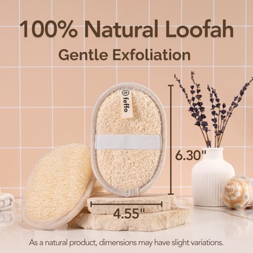 Natural Loofah Sponge with Handle - Dual-Sided Body Scrubber (2-Pack)