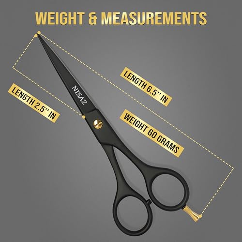 Professional 6.5” Matte Black Hair Cutting Scissors - Ergonomic Barber Shears