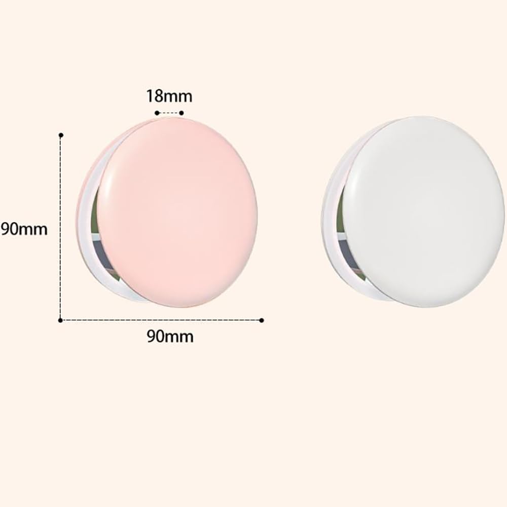 Yousonew LED Mini Makeup Mirror, 1X/2X Magnification, Mini Compact with Light, Pink/White (White, 3.5)