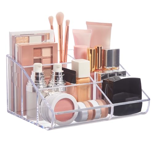 STORi Clear Makeup Organizer - 6-Compartment Vanity Storage