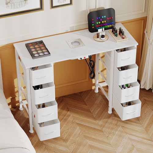 DrawXynth Nail Desk with Electric Dust Collector & 8 Drawers