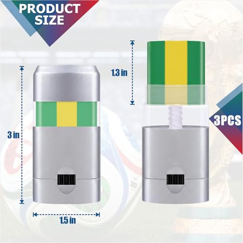 3-Pack Soccer Face Paint Stick, World Cup 2026 Flag Colors