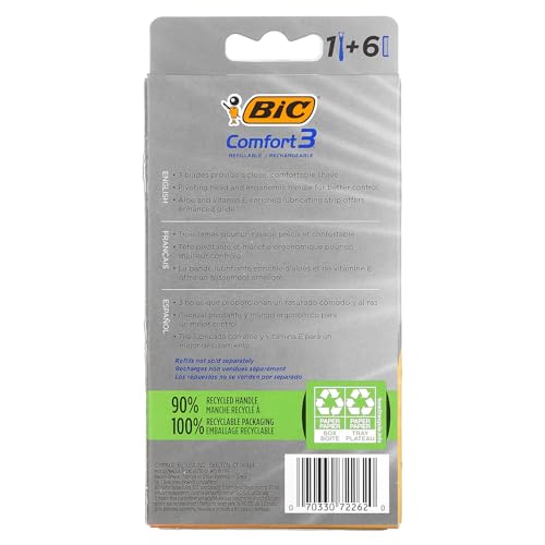 BIC Hybrid Advance 3 Disposable/System Shaver, Men, 6-Count (Pack of 3)