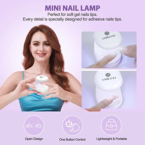 SAVILAND Long Coffin Soft Gel Nail Tips Kit with UV Lamp & Nail Tools - 13-Long Coffin