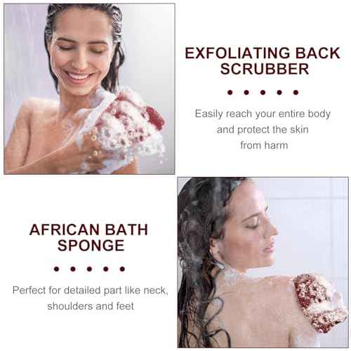 Geiserailie African Net Sponge Long Bathing Net Shower Body Scrubber Back Scrubber Skin Smoother Bathing Sponge for Daily Use or Stocking Stuffer(Wine Red)