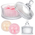 Powder Puff Set with Crystal Glass Container, 2 Soft Velour Puffs