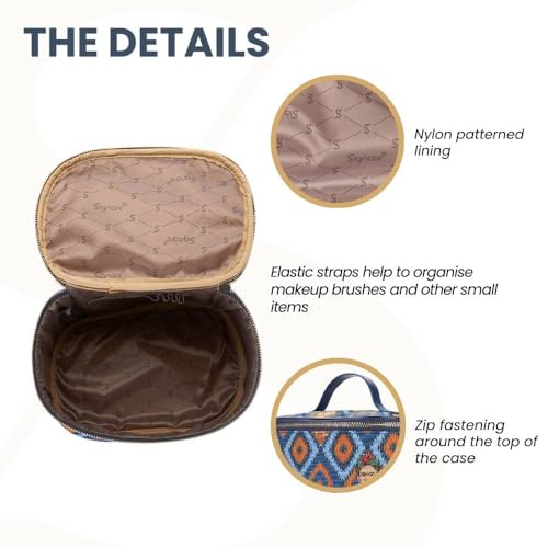 Signare Tapestry Toiletry Bag Makeup Organizer bag for Women with Mexican Folk Art Design