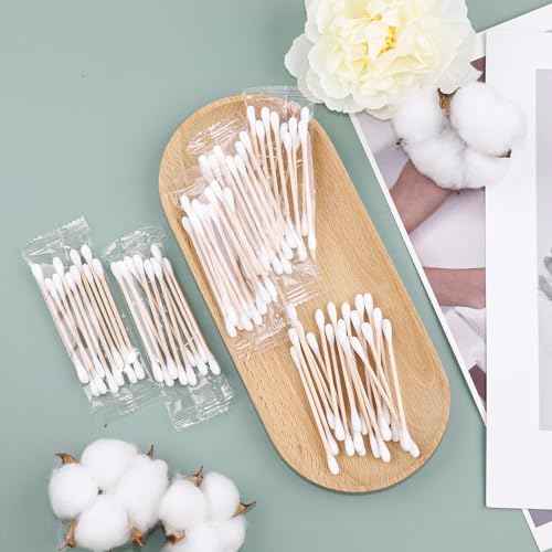 Cotton Swabs Travel Size,Individually Wrapped Cotton Swabs Bulk 10 Pcs Per Pack,Double Tipped Wood Stick Cotton Swabs,Cotton Buds for Ear Make Up Hotel Daily Cleaning Pet Care Arts Crafts 50