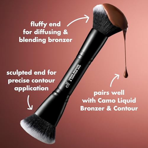 e.l.f. Liquid Bronzer & Contour Duo Brush | Dual-Ended