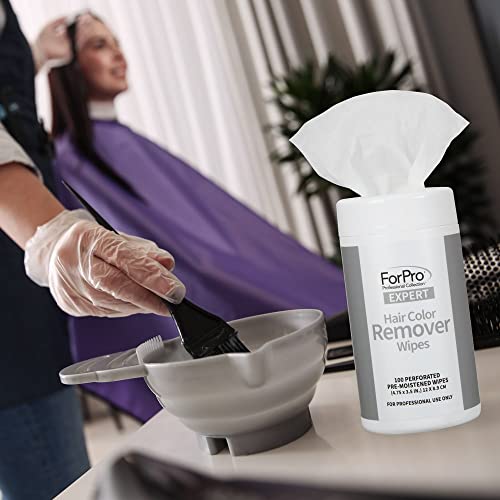 ForPro Professional Collection Expert Hair Color Remover Wipes, Pre-Moistened, Perforated Towelettes, Non-Irritating, Hypoallergenic Formula, Clean Fresh Scent, 100-Count