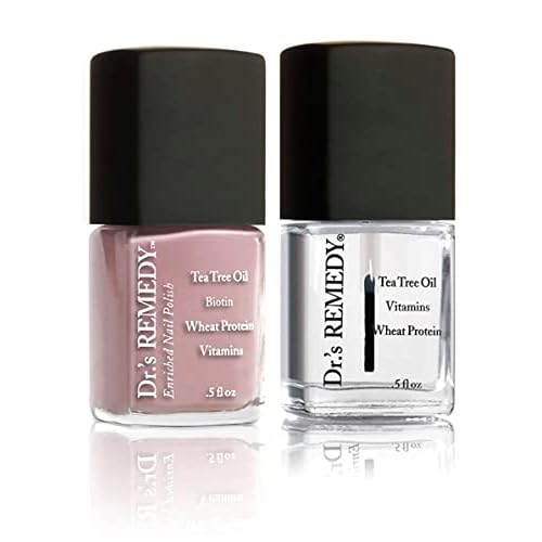 Dr.'s Remedy Enriched Nail Polish, Resilient Rose with TOTAL Two-in-One Top and Base Coat Set 0.5 Fluid Oz Each