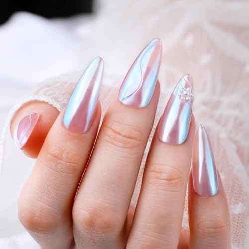 Pretty Diva Moonlight Chrome Nail Powder, Glossy Aurora Mermaid Unicorn Chrome Powder for Nails, Iridescent Unichrome Nail Art Glitter Decoration for Home DIY Salon Manicure Pigment