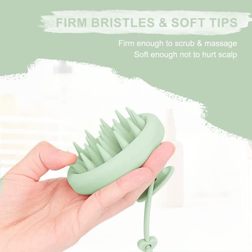 AIMIKE Scalp Massager Shampoo Brush, 100% Soft Silicone Scalp Scrubber, Scalp Exfoliator Brush for Dandruff Removal, Scalp Massager for Hair Growth, Wet Dry Hair Massager Shampoo Brush, Mint Green