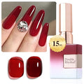 Double Rhythm 15ML Dark Burgundy Gel Polish Jelly Red-A1371 for Manicure & Nail Art