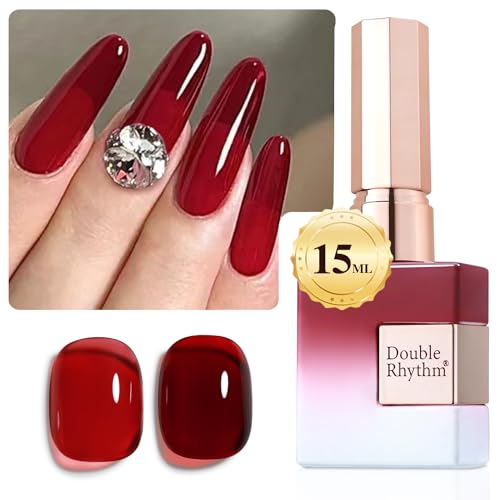 Double Rhythm 15ML Dark Burgundy Gel Polish Jelly Red-A1371 for Manicure & Nail Art