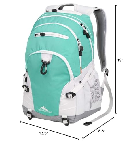 High Sierra Loop Backpack, Travel, or Work Bookbag with tablet sleeve, One Size, Aquamarine/White/Ash