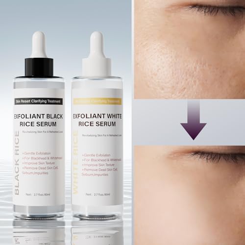 Face Exfoliant, Glow Rice Exfoliant Ampoule Duo, Gentle Soft Peel Exfoliating Face and Body Scrub Skin Shot, Lightweight Hydrating Glow Formula for All Skin, 5.4fl oz*1 Set
