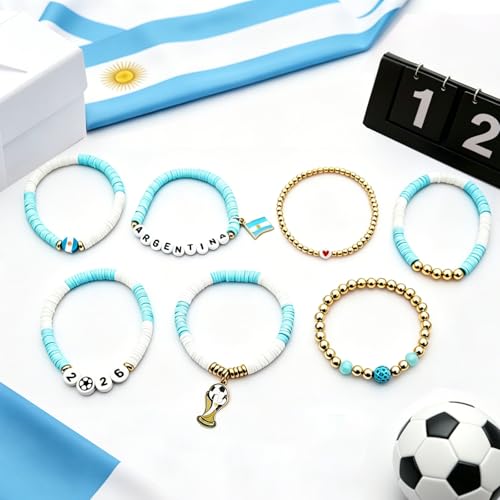 NovaStl Soccer Beaded Charm Bracelets 7-Pack - Game Day & Team Spirit Accessories