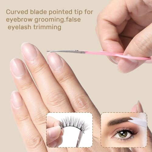 KINGMAS 10Pcs Tweezers Set for Women Facial Hair, Precision Tweezer for Eyebrows with Curved Scissor and Eyebrow Razor for Ingrown Hair with Case