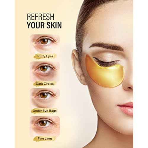 24k Gold Under Eye Patches (25 Pairs), eye mask, Collagen Skin Care Products, Eye Patches for Puffy Eyes, eye masks for dark circles and puffiness