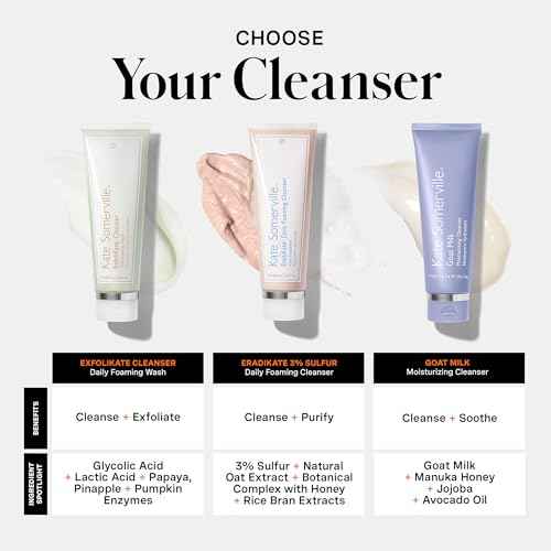 Kate Somerville ExfoliKate Cleanser – Daily Exfoliating Foaming Face Wash, Clinically Formulated Glycolic Acid and Lactic Acid Gentle Facial Scrub, 4 Fl Oz