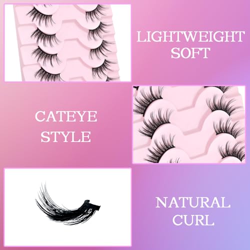 Half Lashes Cat Eye Wispy - Natural Look Manga Lashes 10 Pairs