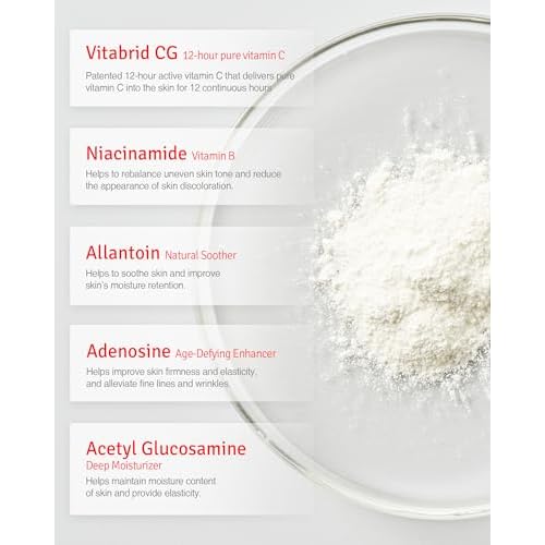 Vitamin C Boost Powder for Face with Niacinamide - 12 hours Active Vitamin C - Even Skin Tone, Age Defying, Minimizing Pores - Mix Powder with Serum & Cream, 0.1oz.