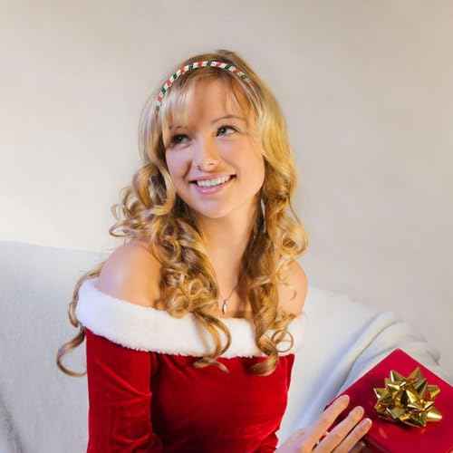 Gem Headbands Christmas Hairbands Red Green White Diamonds Hair Hoop Xmas Rhinestone Head Bands Headwear Christmas Hair Decoration for Winter Party Cloth Match (01)