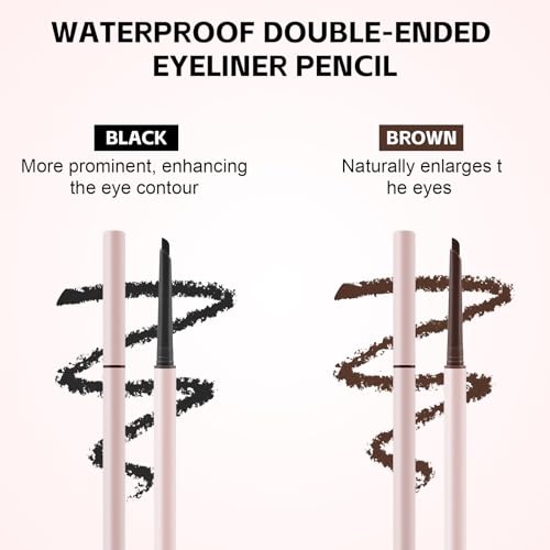 Waterproof Eyeliner Pencil 2-Pack with Brush - Black & Brown
