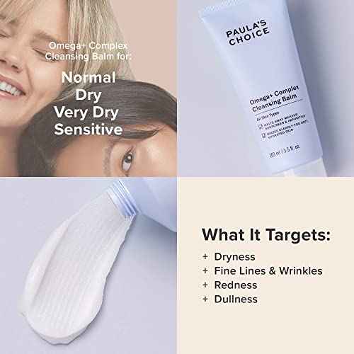 Paula's Choice Omega Complex Face Cleansing Balm, Double Cleanse Face Wash & Gentle Daily Makeup Remover, Suitable for Dry & Sensitive Skin, Mineral Oil-Free, & Fragrance-Free, 3.5 Fl Oz