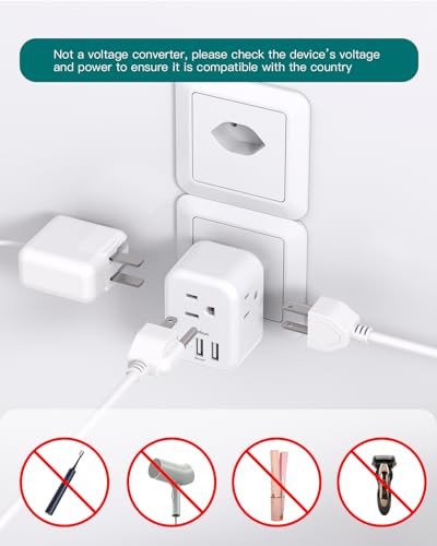 Switzerland Travel Plug Adapter, Swiss Outlet Adapter with 3 Outlets 3 USB Charging Ports(1 USB C), Type J Power Adapter, Travel Essentials US to Switzerland, Rwanda, Liechtenstein