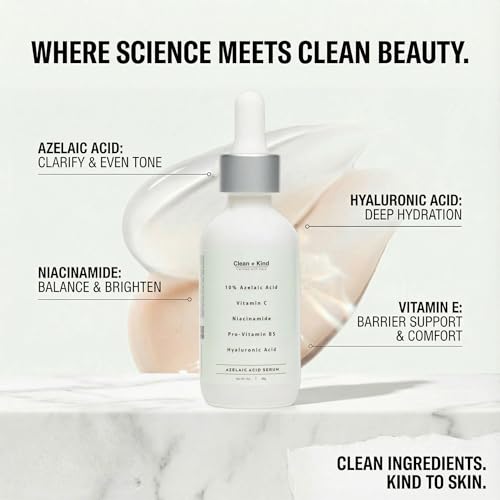 Azelaic Acid Serum with Niacinamide & Vitamin C ? Brightens Dark Spots, Reduces Redness, Helps Clear Acne Marks, Calms Sensitive Skin ? Lightweight Facial Serum