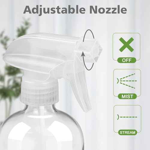 Glass Spray Bottles with Silicone Sleeve Protection, Empty 16 oz Refillable Containers, Reusable Spray Bottles with Adjustable Nozzle for Hair, Cleaning Solutions, 3 Pack Blue