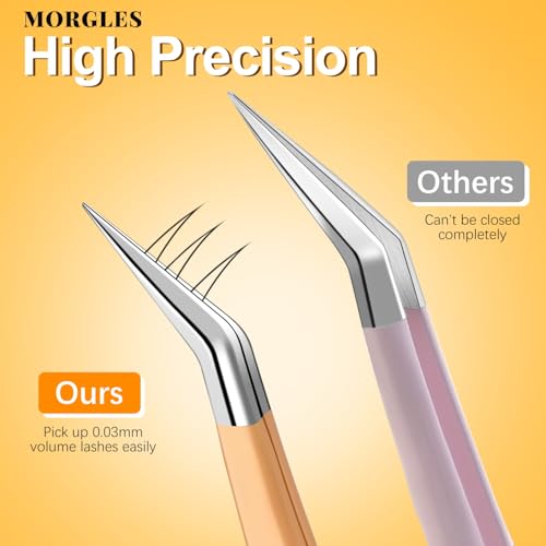 MORGLES Lash Extension Tweezers Set 5-in-1 Professional Kit