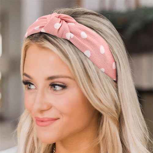 Knotted Headbands for Women Girls Non Slip Boho Wide Top Knot Turban Hairbands Fashion Ribbing Head Wraps Hair Bands Accessories