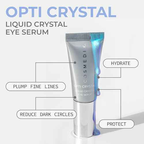 COSMEDIX Under Eye Serum for Dark Circles & Puffiness, Opti Crystal - Lifting & Firming Liquid Serum for Fine Lines & Wrinkles - Brightening, Moisturizing, & Hydrating Anti Aging Eye Puffy Bags Serum