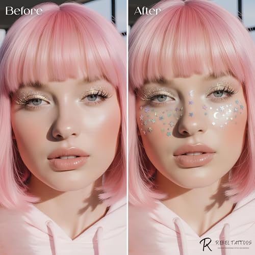 Temporary Face Tattoo Freckles - Glittery Stick-On Stickers