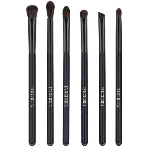 Eye Makeup Brush Set, 6 Pcs Professional Blending Eyeshadow Makeup Brushes for Concealer Eyebrows Eyeliner, Soft Hairs & Wood Handle¡¦¡¦ (black 6pcs)