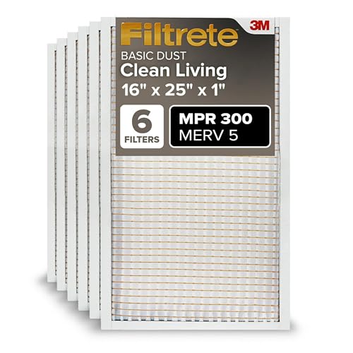 Filtrete 16x25x1 MERV 5 Air Filter - 6-Pack for HVAC Systems