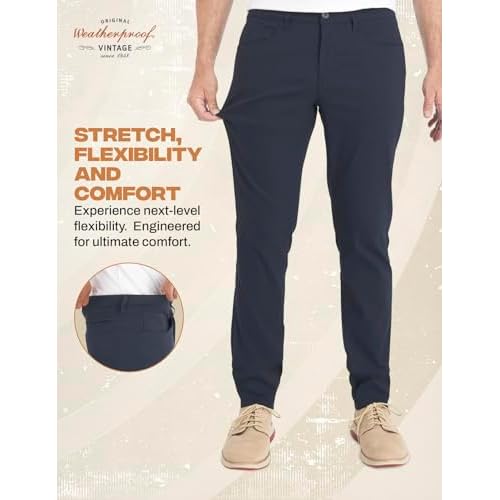 Weatherproof Vintage Men's Hiking Pants - Casual Chino | Straight Slim Fit, Quick Dry, Stretch Travel Pants for Men
