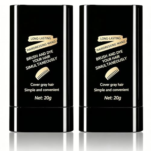 KTBKGV 2-in-1 Black Hair Dye Comb Stick | Instant Grey Root Concealer, Waterproof & Easy to Use, 2-Pack